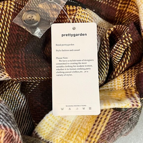 Prettygarden Womens Long Sleeve Plaid Shacket Jacket With Button Front Pockets L - Picture 6 of 11